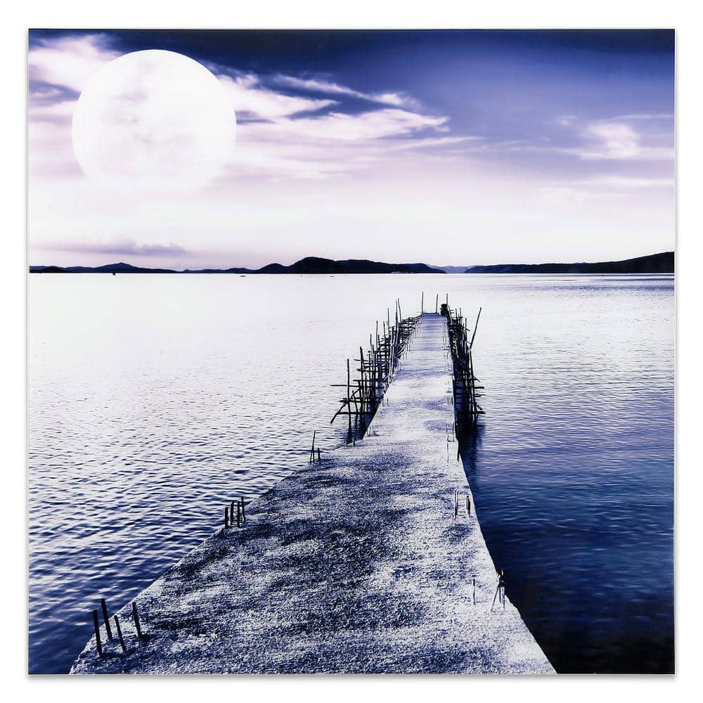 "40in.x40in.""Pier with Moon Rising"" Frameless Free Floating Tempered Glass Panel Graphic Art" price history on PriceWatchPro