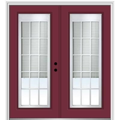64 in. x 80 in. Internal Blinds and Grilles Left-Hand Inswing Full Lite Clear Glass Painted Steel Prehung Front Door