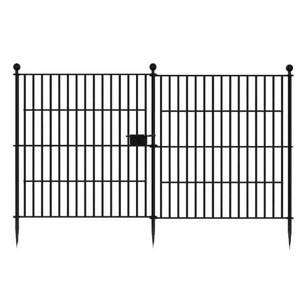 Unbranded 32 in. x 23.6 ft. No Dig Rustproof Metal Wire Panel Border Animal Barrier Fencing Patio Temporary Ground Stakes, 10-Pack