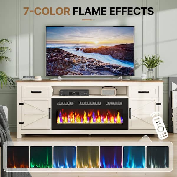 Sizzim 80 in. Freestanding Electric Fireplace TV Stand with