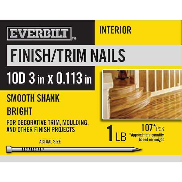 Everbilt 10D 3 in. Finish/Trim Nails Bright 1 lb (Approximately 107 Pieces)