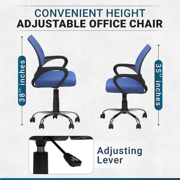 HOMESTOCK Blue Mid-Back Mesh Swivel Rolling Office Chair with
