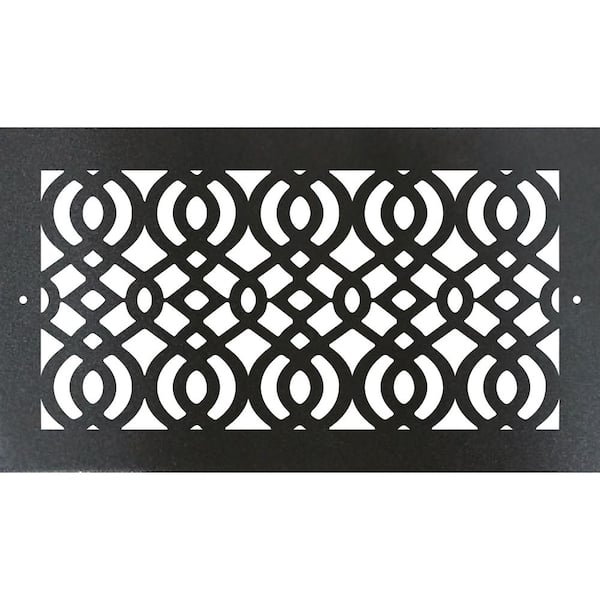 Metal Screw-In Floor Register. Duct Opening 4x10 (Overall 6x12) - Arabic Design