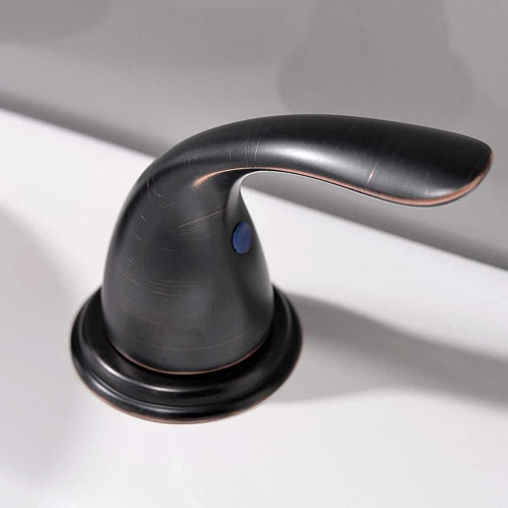 Oil Rubbed Bronze 8-Inch Widespread Bathroom Faucet with Pop-Up Drain