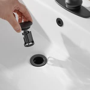 Bathroom Sink Pop-Up Drain With Overflow in Matte Black