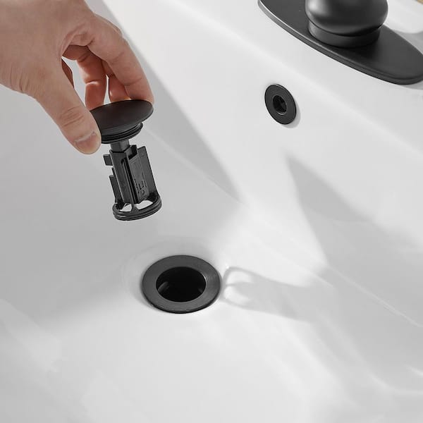 Bathroom Sink Pop-Up Drain With Overflow in Matte Black