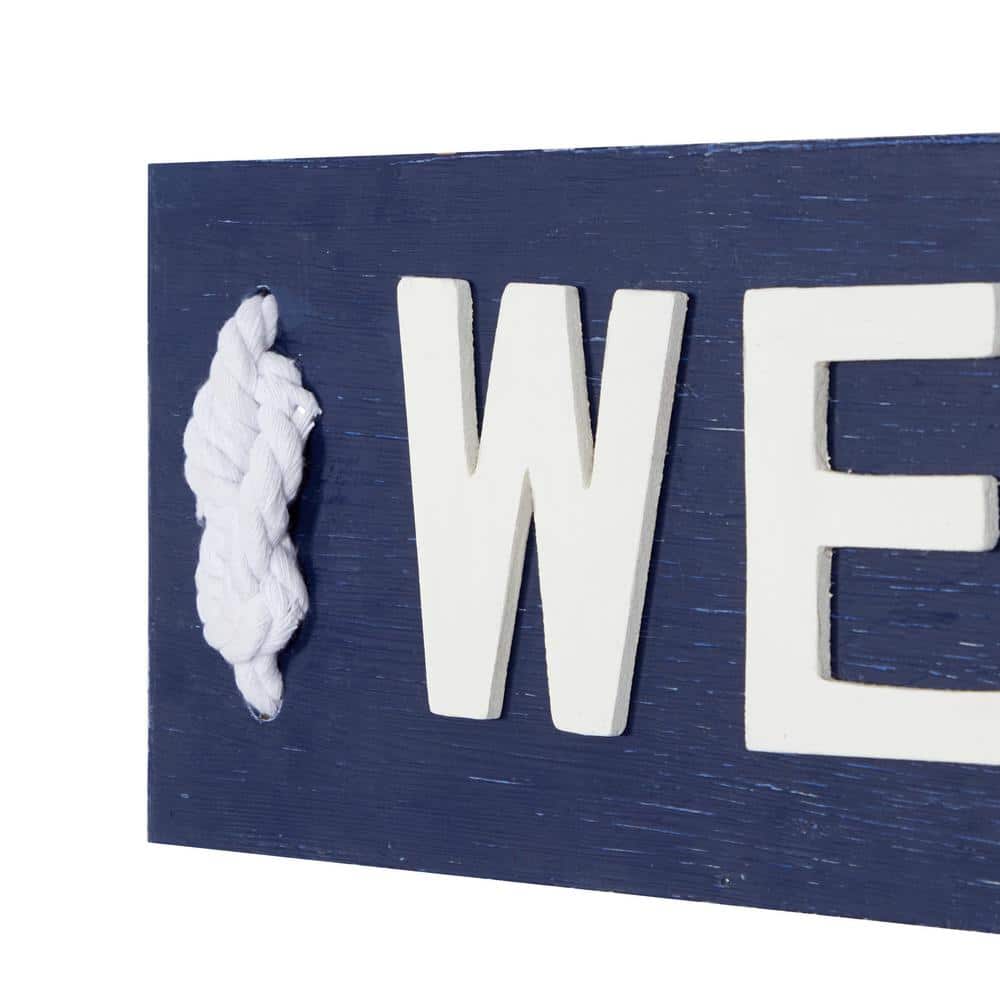 Blue and White Wood Rustic Welcome Wall Sign