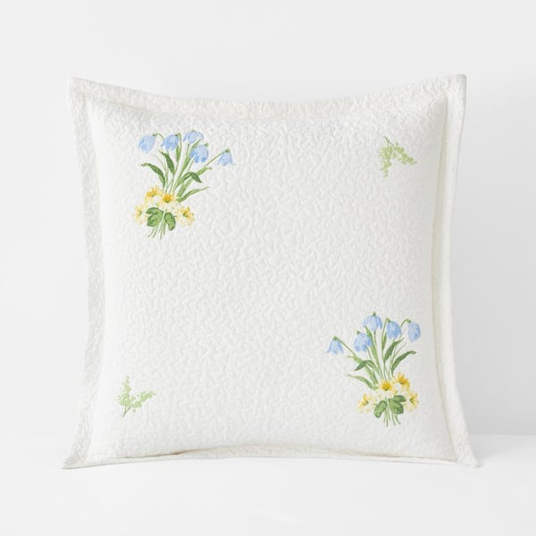 The Company Store Cecelia Floral White Multi Cotton Euro Sham