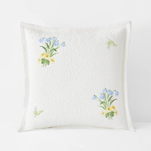 The Company Store Cecelia Floral White Multi Cotton Euro Sham 51051FE