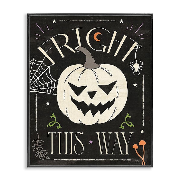 Stupell Industries Fright This Way Phrase by Veronique Charron 1 Piece Framed Graphic Print Typography Poster Art Print 14 in. x 11 in.