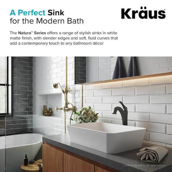 KRAUS Natura Rectangle Solid Surface Vessel Sink in White KRAUS Natura Rectangle Solid Surface Vessel Sink in White