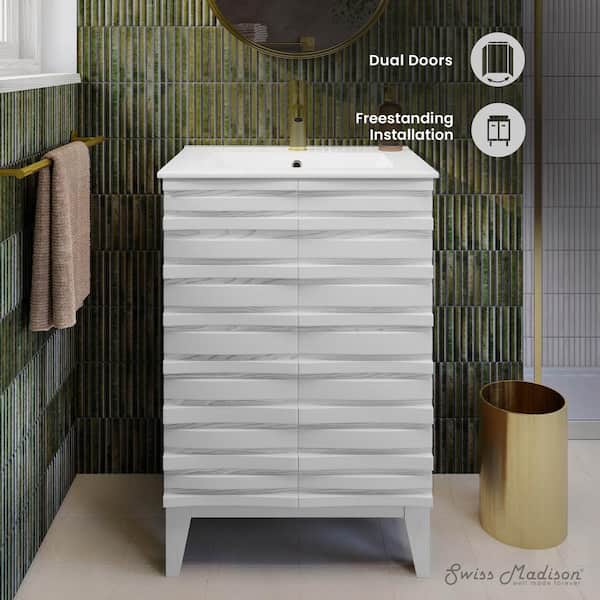 Cascade 24 in. Bathroom Vanity in White with White Top