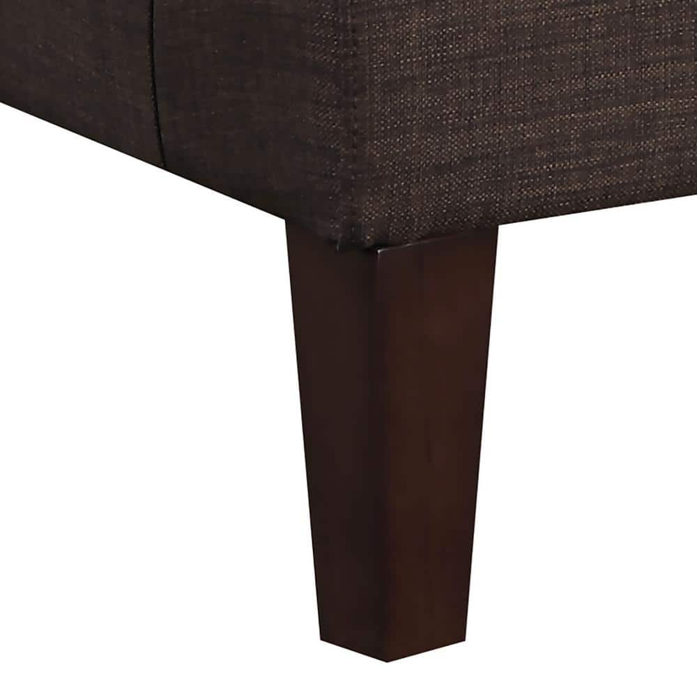 Elegant Long Back Chocolate Brown Accent Chair with Studded Trim