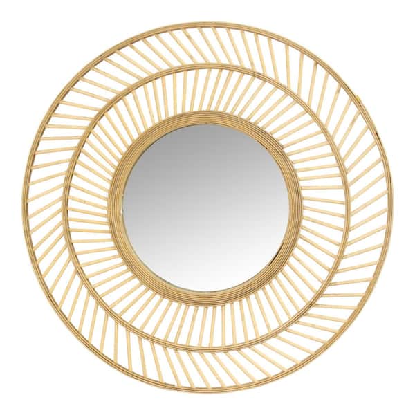 Stratton Home Decor Medium Round Natural Casual Mirror (31.5 in. H x 31.5 in. W)