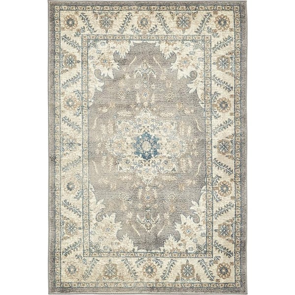 Unique Loom Salzburg Altstadt Gray 4' 0 x 6' 0 Area Rug
