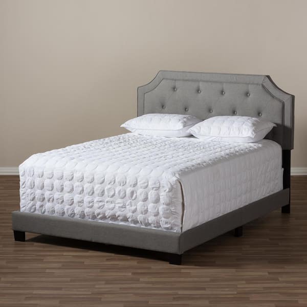 Baxton Studio Willis Gray Fabric Upholstered King Bed 28862 7465