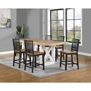 Magnolia Ebony Wood Counter Height Dining Set with 6 Chairs