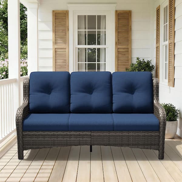 22 in. x 24 in. 3-Piece Outdoor Replacement Cushion with Zipper for Lounge Chair in Blue