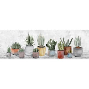 "Colored Plant Pots" by Marmont Hill Unframed Canvas Nature Wall Art 15 in. x 45 in.