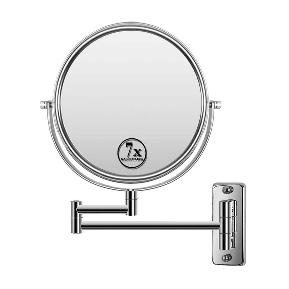 FUNKOL 8 in. Small Round 1x/7x Magnifying 360° Swivel WallMounted Bathroom Makeup Mirror with