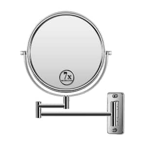 8 in. Small Round 1x/7x Magnifying 360° Swivel Wall-Mounted Bathroom Makeup Mirror with Extension Arm (Chrome Finish)