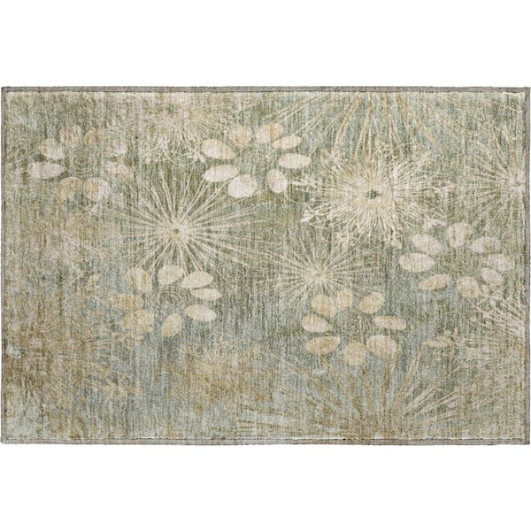 Mayfield Premium Machine Washable Abstract AMF2225 Sage 2 ft. x 3 ft. Accent Rug