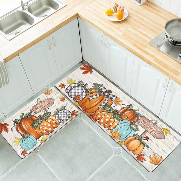2 Piece Kitchen Mats Set, 17 in. x 28 in. to 17 in. x 47 in., Colorful