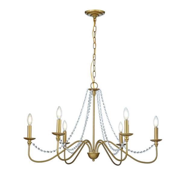 ALOA DECOR Modern Farmhouse 6-Lights French Country Gold Chandelier For Dining Room