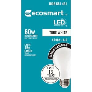 60-Watt Equivalent A19 Dimmable LED Light Bulb True White (4-Pack)
