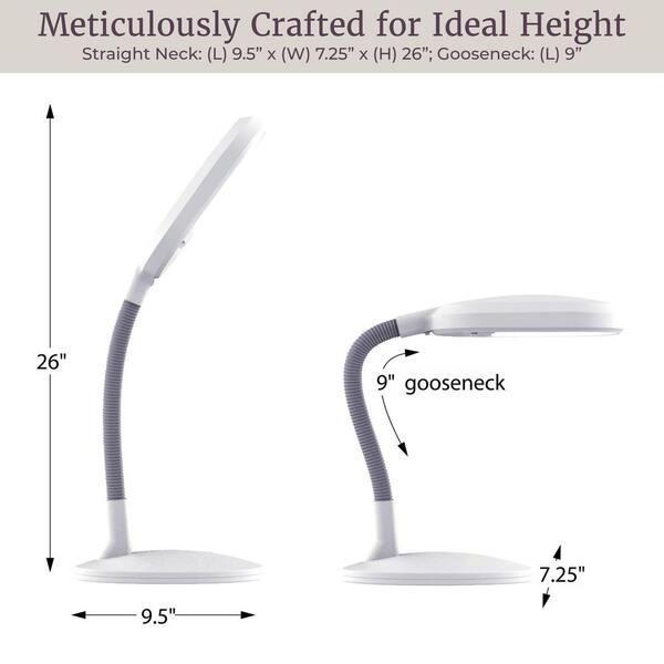 Lavish Home 26 in. White LED Sunlight Desk Lamp with Dimmer Switch