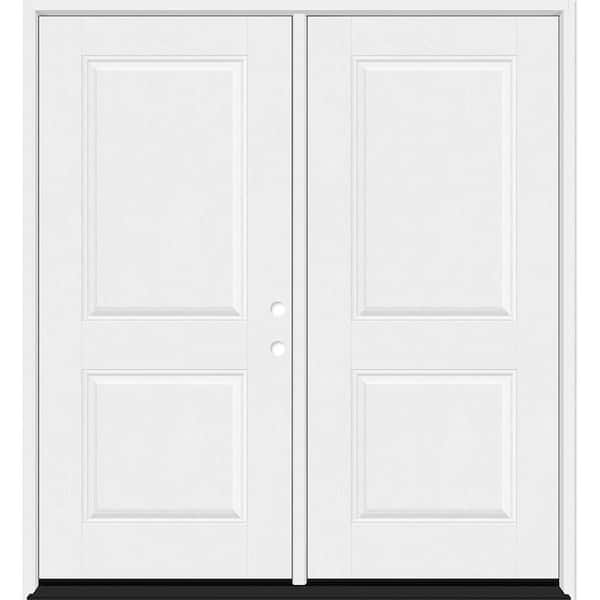 Steves & Sons Regency 72 in. x 80 in. 2P Squaretop LHIS Unfinished White Fiberglass Double Prehung Front Door with 4-9/16 Jamb