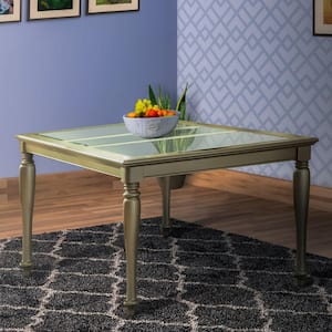 Modern Style 60 in. Gold Glass 4 Legs Dining Table (Seats 6)
