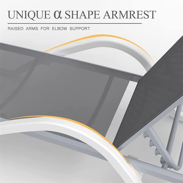 Adjustable Backrest Outdoor Chaise Lounge in Gray