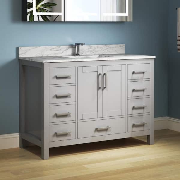 Aeterna 48 in. W x 22 in. D x 34 in. H Single Sink Freestanding Bath Vanity in Gray with Cultured Marble Top