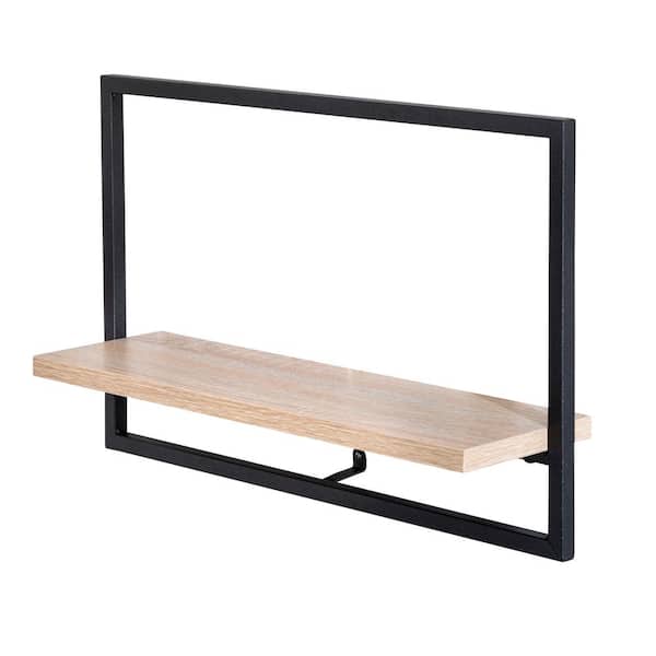 Honey-Can-Do 4.88 in. D x 17.64 in. W x 11.22 in. H Black Matte Steel Horizontal Floating Decorative Wall Shelf
