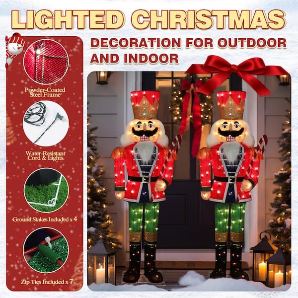 VEIKOUS 5 ft. 3D Warm White Light Nutcracker Christmas Holiday ...