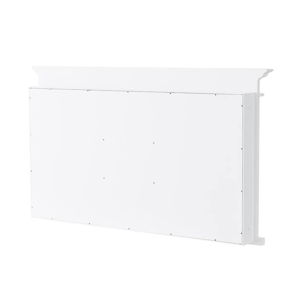 WELLFOR 55 in. W x 32 in. H Rectangular White Solid Wood Framed