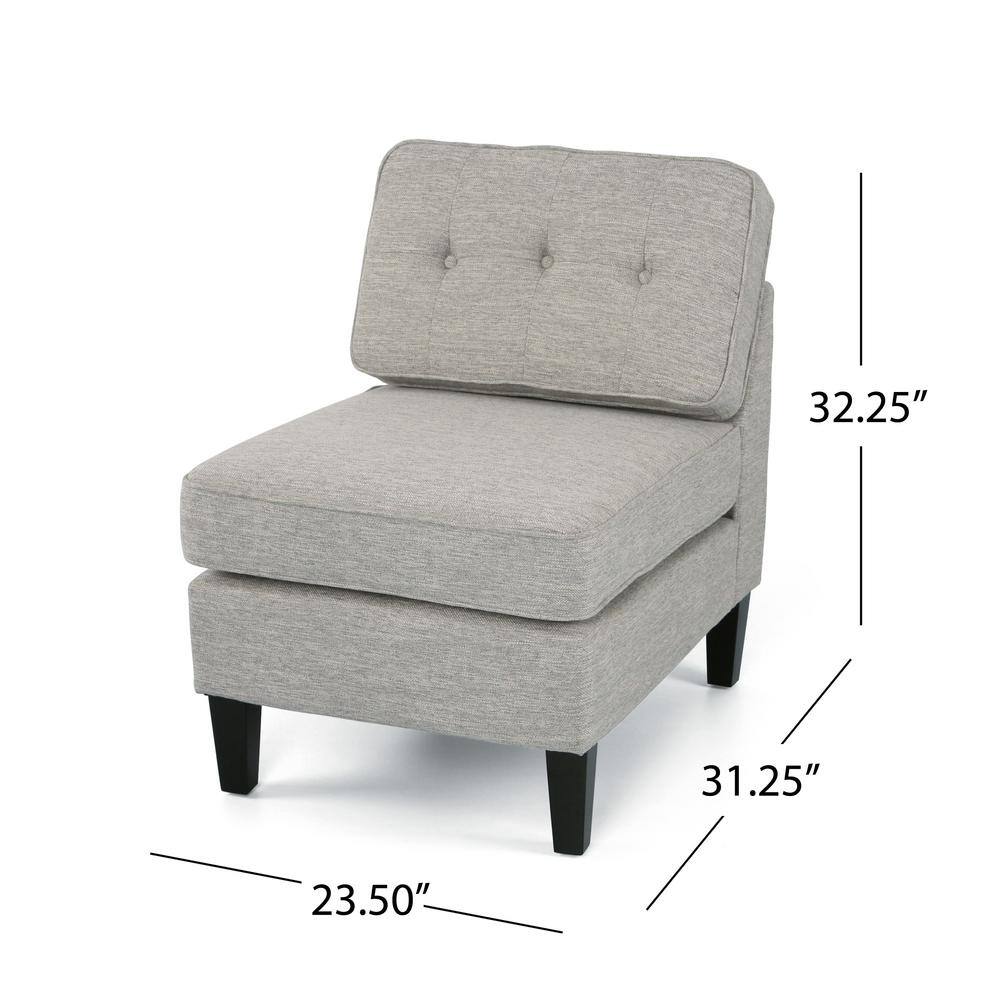 Contemporary Light Gray Slipper Chair with Dark Brown Wood Accents