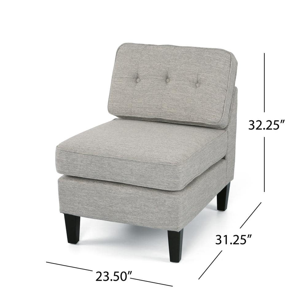 Contemporary Light Gray Fabric Slipper Chairs, Set of 2