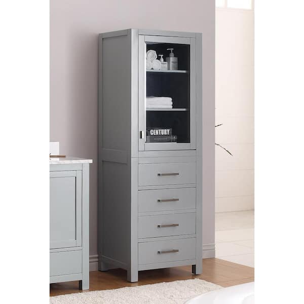 Modero 24 in. W x 20 in. D x 71.3 in. H Chilled Gray Freestanding Linen Cabinet