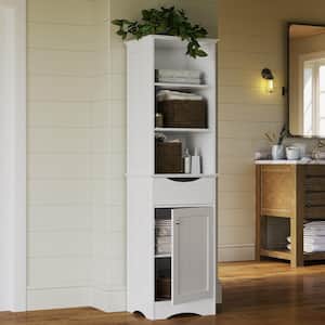 Ashland 16-1/2 in. W x 13 in D x 60 in. H Bathroom Linen Storage Tower Cabinet White Linen Cabinet