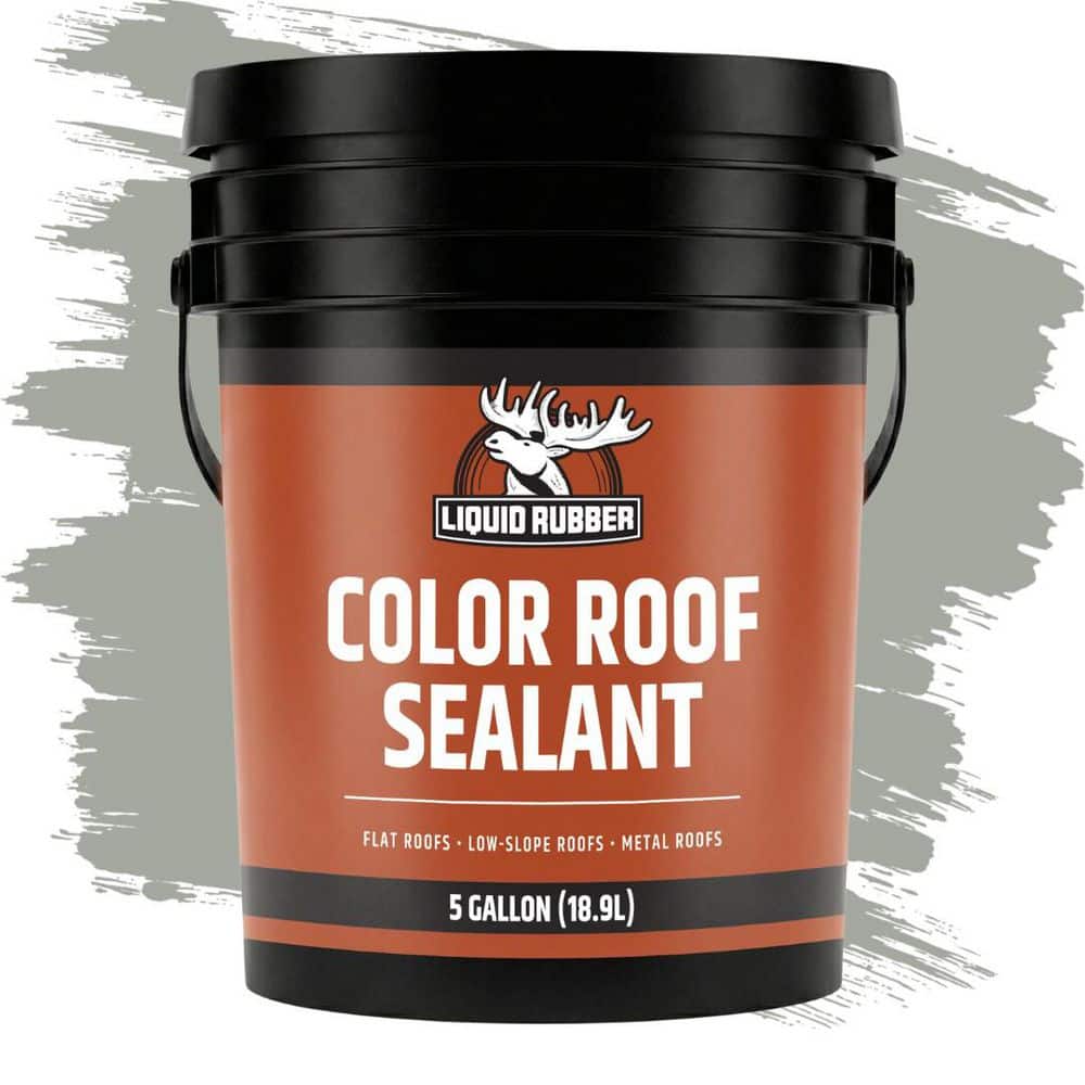 LIQUID RUBBER Color Roof Sealant-Elastomeric Roof Coating for Flat and Metal Roofs Light Gray 5 Gal. 640 oz.