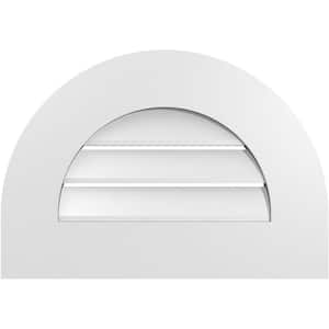 20 in. x 14 in. Round Top White PVC Paintable Gable Louver Vent Functional