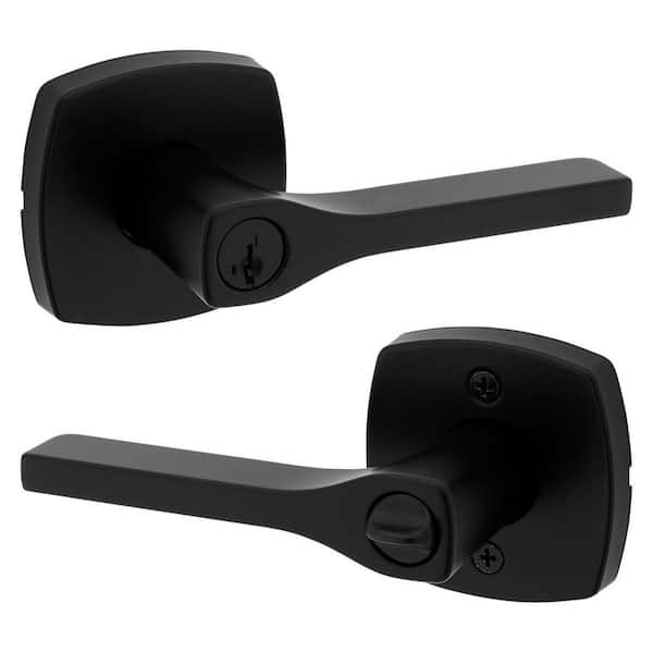 Kwikset Tripoli Matte Black Keyed Entry Door Handle with Soft