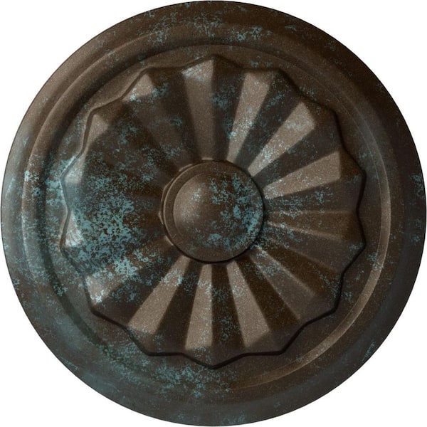 Ekena Millwork 7-7/8" x 1-1/8" Olivia Urethane Ceiling Medallion (Fits Canopies upto 2-1/8"), Hand-Painted Bronze Blue Patina