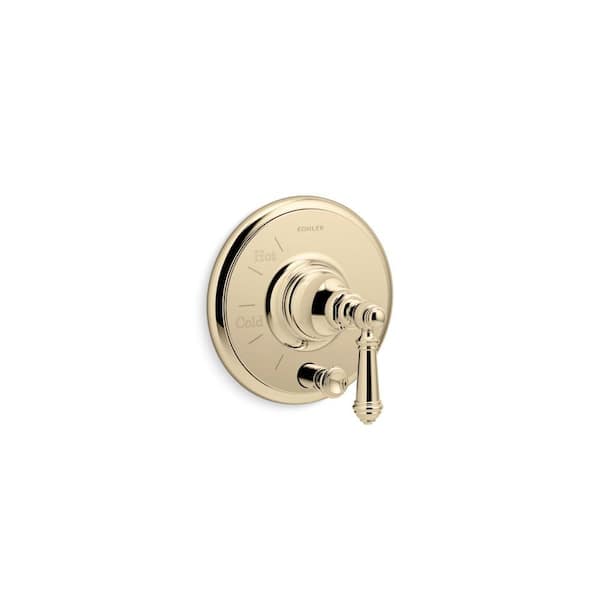 KOHLER Artifacts Rite-Temp Pressure-Balancing 1-Handle Valve Trim with Lever Handle in Vibrant French Gold