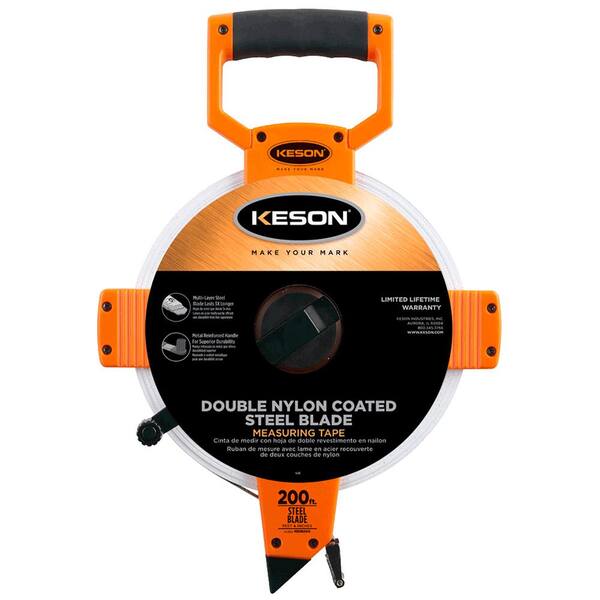 Keson 200 ft. Steel Open Reel Tape Measure, ABS Housing, SAE