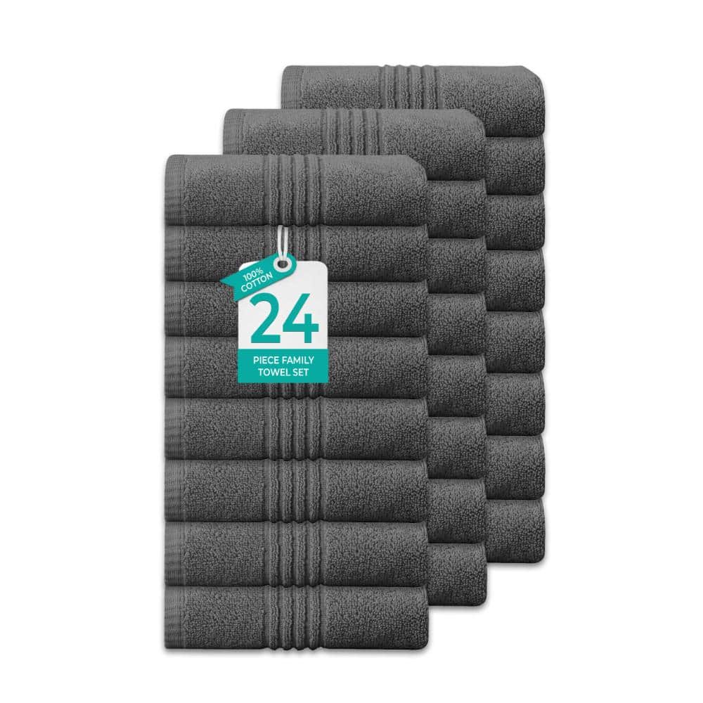 "Home Weavers Hazel 500GSM 100% Cotton Zero Twist Super Absorbent Bath Towel Set, 16""x24"" (24)(24 Hand Towels), Dark Grey" price history on PriceWatchPro