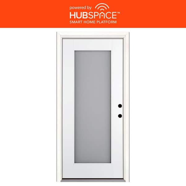 Feather River Doors Smart Glass 36 in. x 80 in. Left Hand Inswing Wind Borne 1-Lite Smooth Unfinished Fiberglass Prehung Front Door