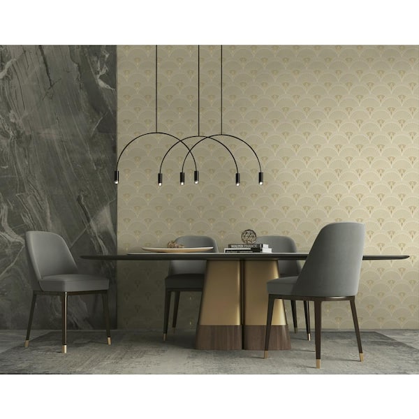 Soft Beige Chrysler Arches Paper Unpasted Nonwoven Wallpaper Roll 60.75 sq. ft.